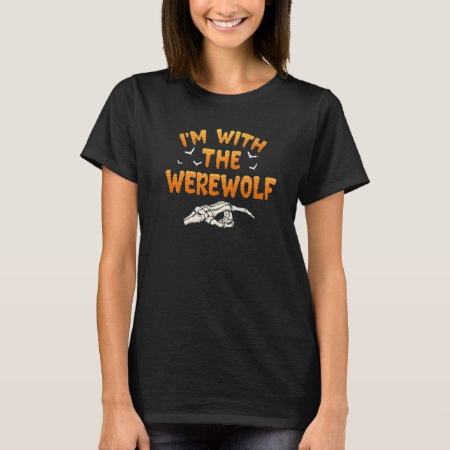 T-shirt Je suis avec le costume de couple Werewolf Hallowe (Devant)