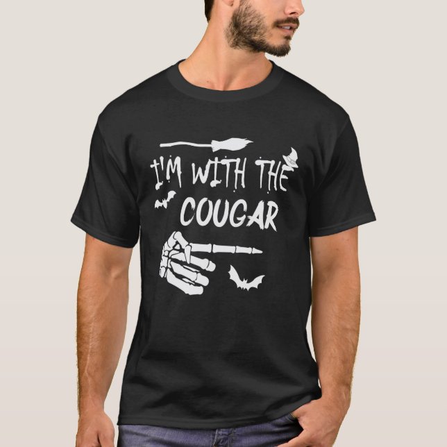 T-shirt Je suis avec le cougar jumelé Costume de cougar Ha (Devant)