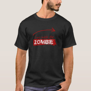 T-shirt Je suis AVEC LE ZOMBI - DROIT - le BLANC - .png
