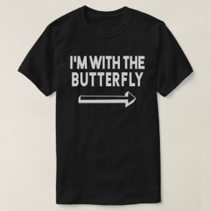 T-shirt Je suis avec papillon facile Halloween jumelés Cou