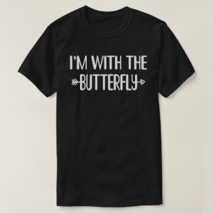 T-shirt Je suis avec papillon facile Halloween jumelés Cou