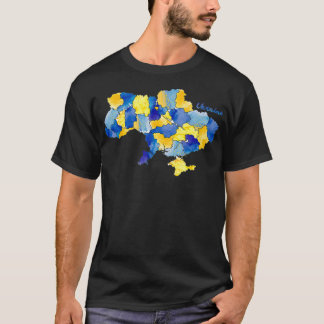 T-shirt Je Suis Avec Ukraine Carte Ukrainienne Aquarelle S