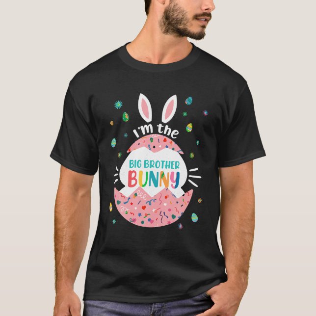 T-shirt Je suis Big Brother Bunny Matching Famille Pâques  (Devant)