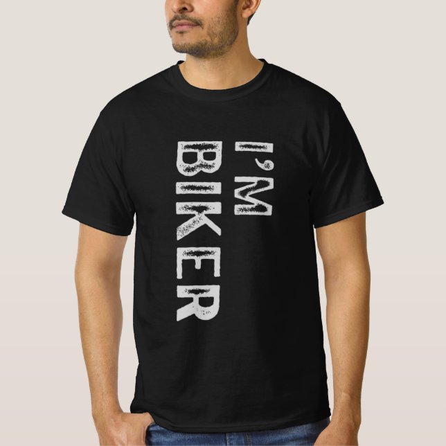 T-shirt Je suis Biker Bold Typography Motorcycle Rider (Devant)