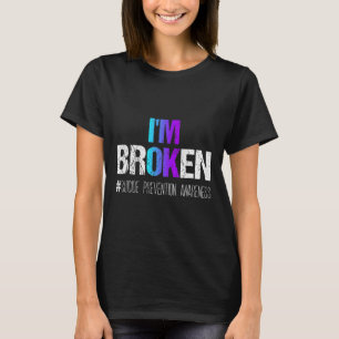 T-shirt Je suis cassé Turquoise et violet Ribbon Suicide P