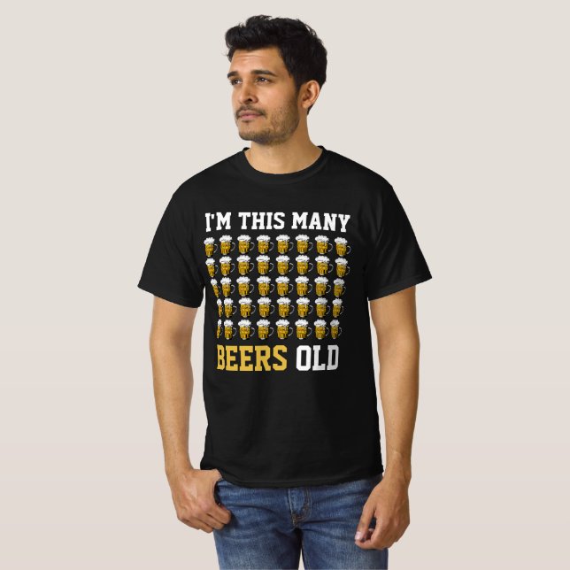 T-shirt Je suis ce nombre de bières Vieux Cool 40e anniver (Devant entier)