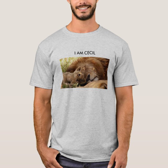 T-shirt Je suis Cecil le lion avec son petit (Devant)