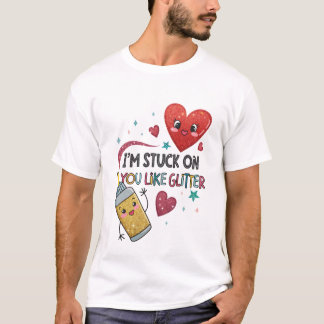 T-shirt Je suis coincé sur toi comme la parties scintillan