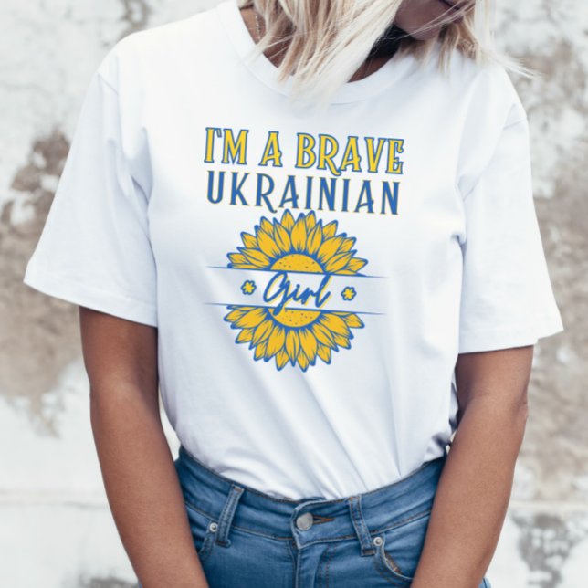 T-shirt Je suis courageuse Ukrainienne Fille de Tournesol  (Créateur téléchargé)