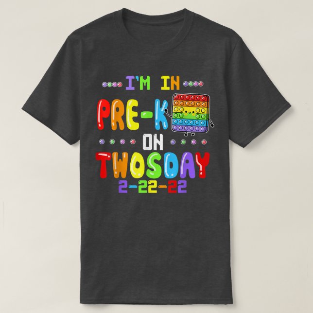 T-shirt Je suis en PréK le mardi 22 février Pop I (Design devant)