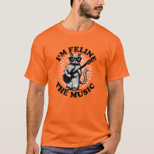 T-shirt Je suis Feline La Musique   Chat Joueur de guitare