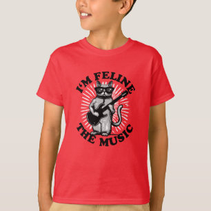 T-shirt Je suis Feline La Musique   Chat Joueur de guitare