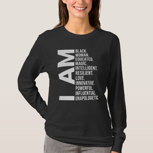 T-shirt Je Suis Femme Noire Belle Magie Intelligente  (Devant)