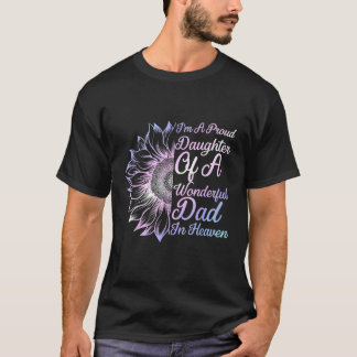 T-shirt Je suis Fier Fille D'Un Père Merveilleux Au Ciel