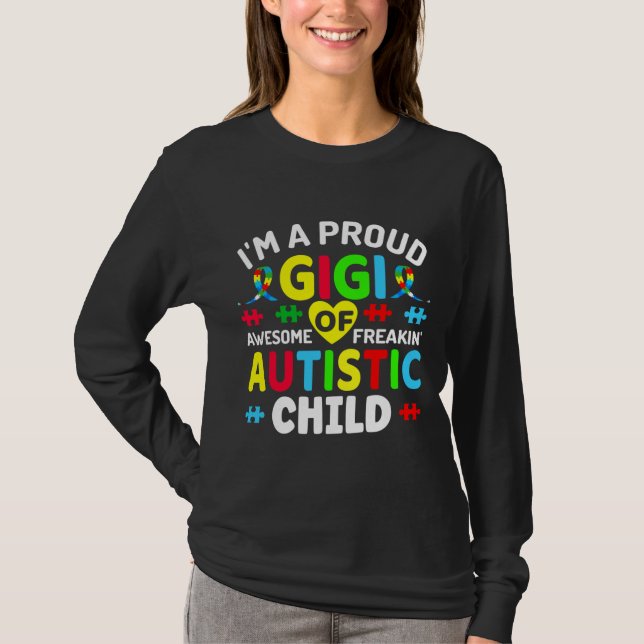 T-shirt Je Suis Fier Gigi De Guerriers Autistes Autistes E (Devant)