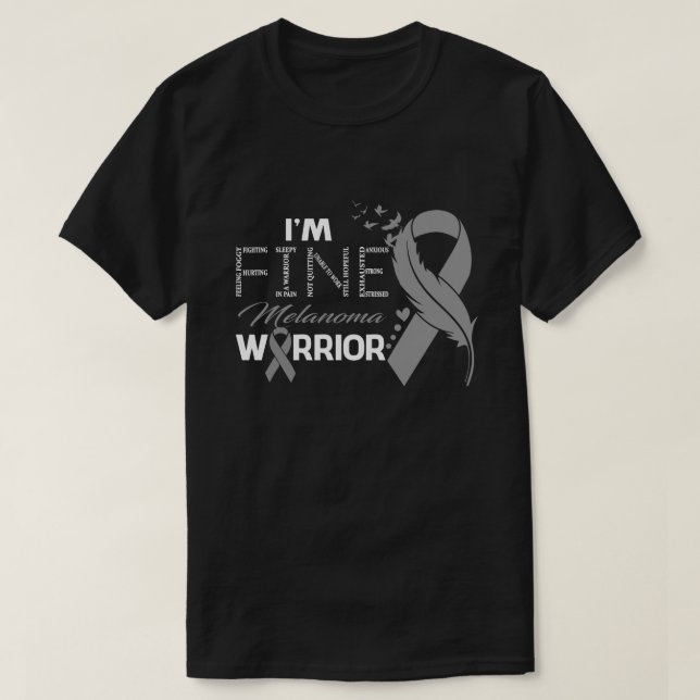 T-shirt Je suis fin Melanoma Guerrier Feather (Design devant)