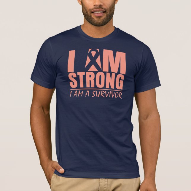 T-shirt Je suis fort - je suis un survivant - Cancer utéri (Devant)