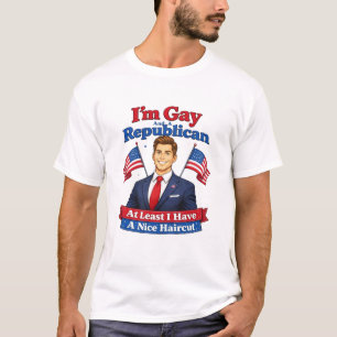 T-shirt Je suis gay et républicain. Belle coupe de cheveux