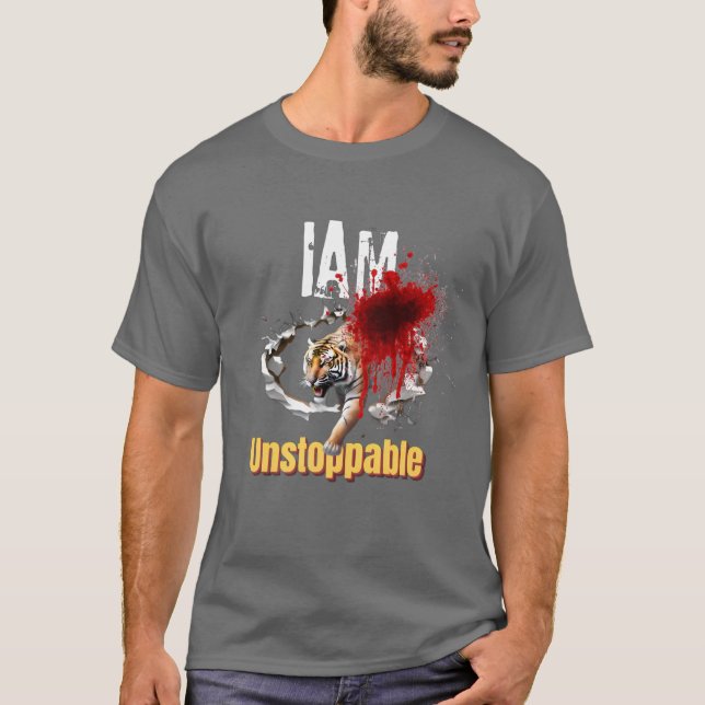 T-shirt Je Suis Instoppable Tiger Percée Bloody Graphisme (Devant)