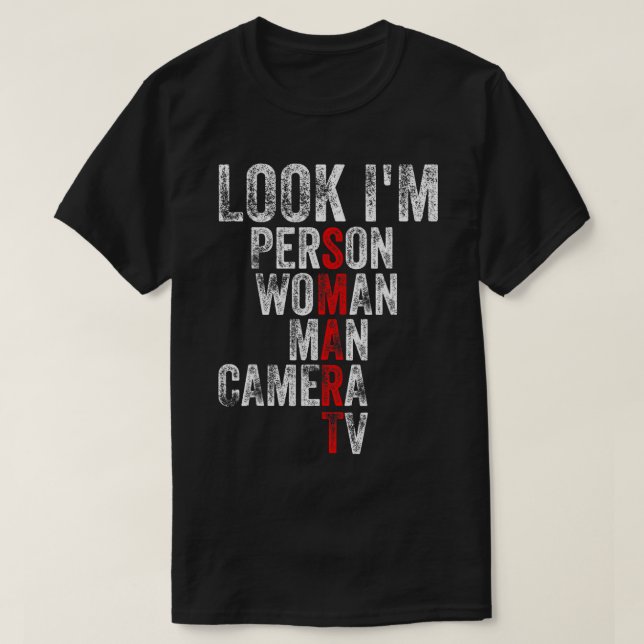 T-shirt Je suis intelligente, personne femme homme caméra  (Design devant)