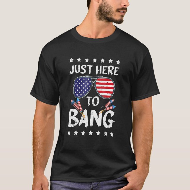 T-shirt Je suis juste ici pour Bang Usa Drapeau Lunettes d (Devant)