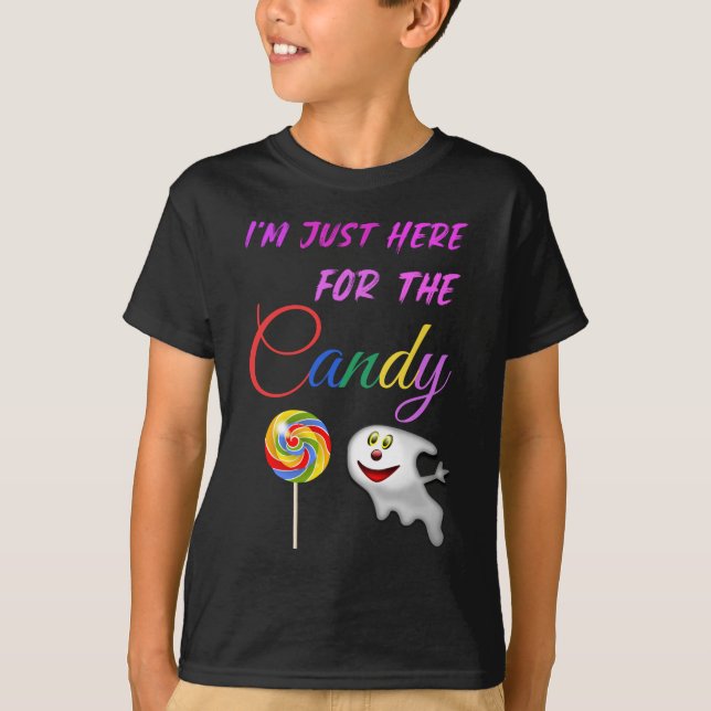 T-shirt Je suis juste ici pour le bonbon - Rainbow Lollipo (Devant)