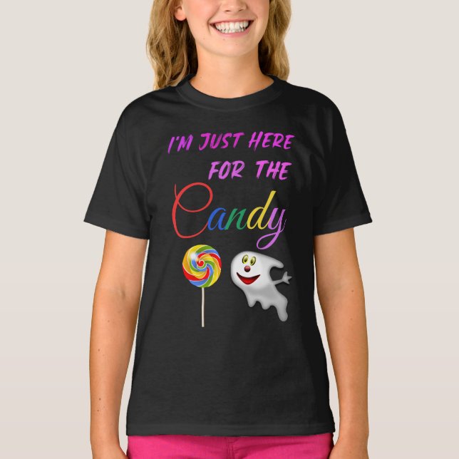 T-shirt Je suis juste ici pour le bonbon - Rainbow Lollipo (Devant)