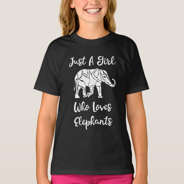 T-shirt Je suis juste une fille qui aime les éléphants (Devant)