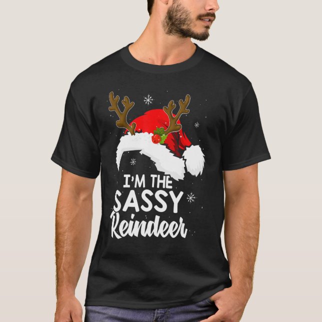 T-shirt Je suis la famille des pyjamas de Noël Sassy Reind (Devant)