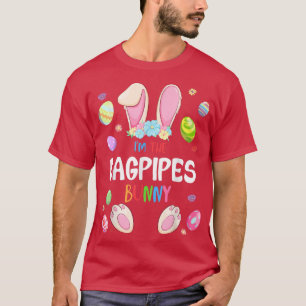 T-shirt Je suis la fête de Pâques Bunny Bagpipes qui corre
