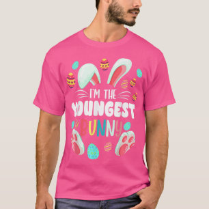 T-shirt Je suis la plus jeune Bunny jumelée famille Pâques