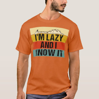 T-shirt Je suis Lazy et je le sais drôle Retro Lazy Giraff