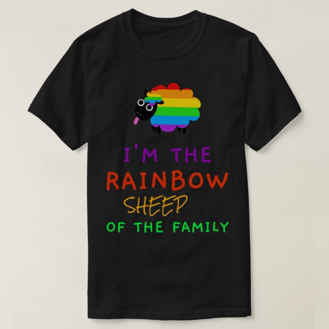T-shirt Je suis le mouton arc-en-ciel de la famille (Design devant)