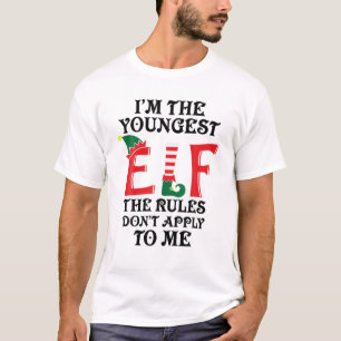 T-shirt Je suis le plus jeune elfe Les règles ne s'appliqu