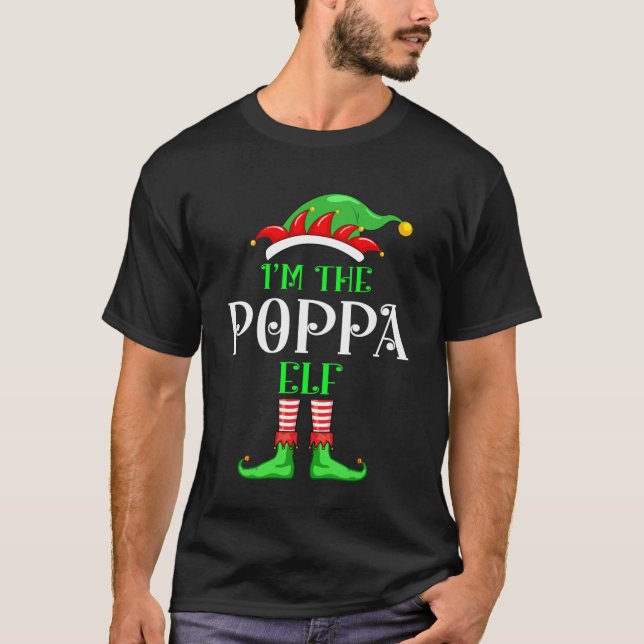 T-shirt Je suis le Poppa Elf Christmas Family Matching Cla (Devant)