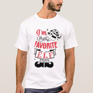 T-shirt Je suis l'Elfe Favorite en design rouge et noir
