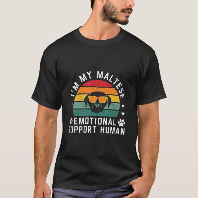 T-shirt Je suis mon chien maltais soutien émotionnel humai (Devant)
