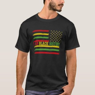 T-shirt JE SUIS NOIR HISTOIRE Drapeau américain Noir Histo