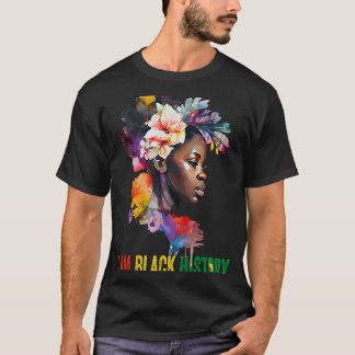 T-shirt JE SUIS NOIR HISTOIRE Femmes Filles Reine Noire Mo