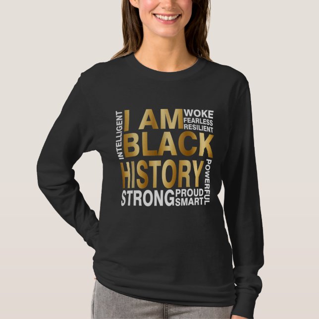 T-shirt Je Suis Noir Histoire Forte Fière Intelligente Jun (Devant)