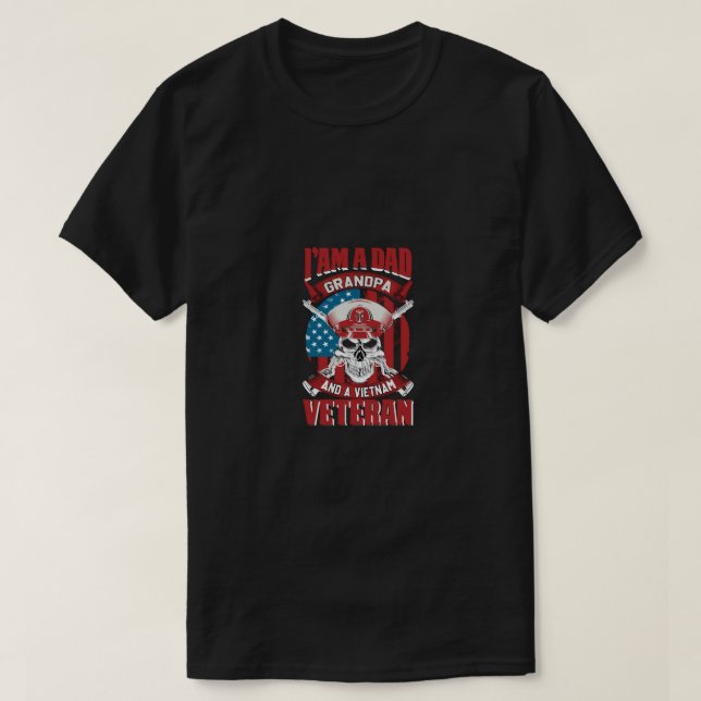 T-shirt je suis papa grand-père et un vétéran du vietnam (Design devant)