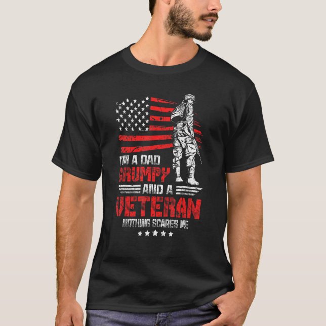 T-shirt Je suis papa Grumpy et un vétéran du drapeau améri (Devant)