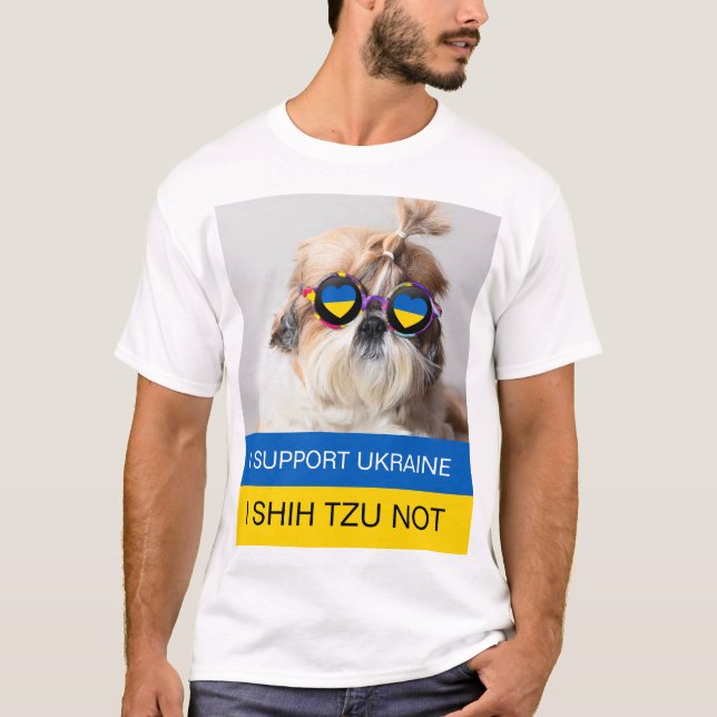 T-shirt Je suis pour l'Ukraine Je Shih Tzu Pas le drapeau  (Devant)