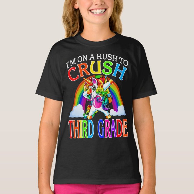 T-shirt Je suis pressé d'écraser la licorne de troisième a (Devant)