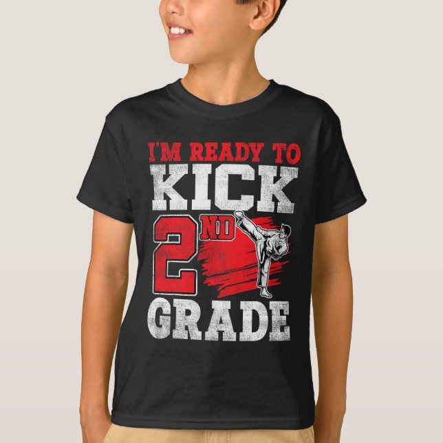 T-shirt Je suis prêt à aller à l'école en karaté de 2e ann (Devant)