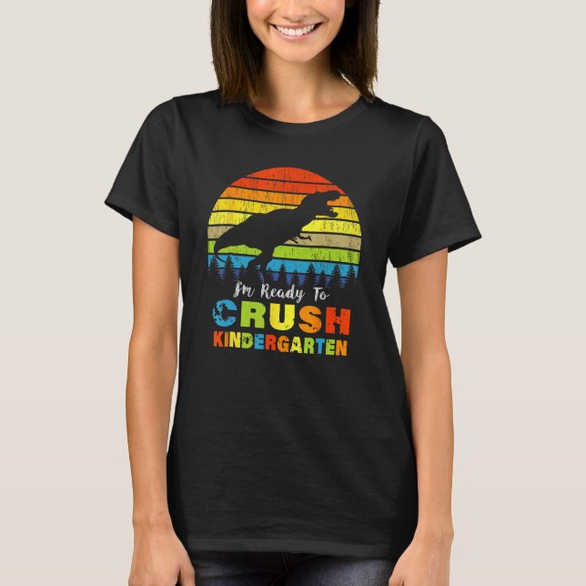 T-shirt Je Suis Prêt À Broyer Le Dinosaure Du Jardin D'Enf (Devant)