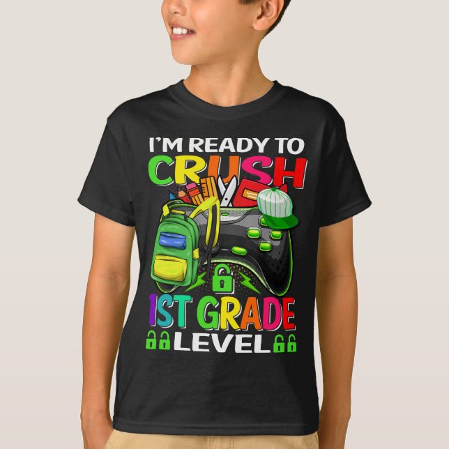 T-shirt Je suis prêt à écraser le gamer de 1ère classe (Devant)