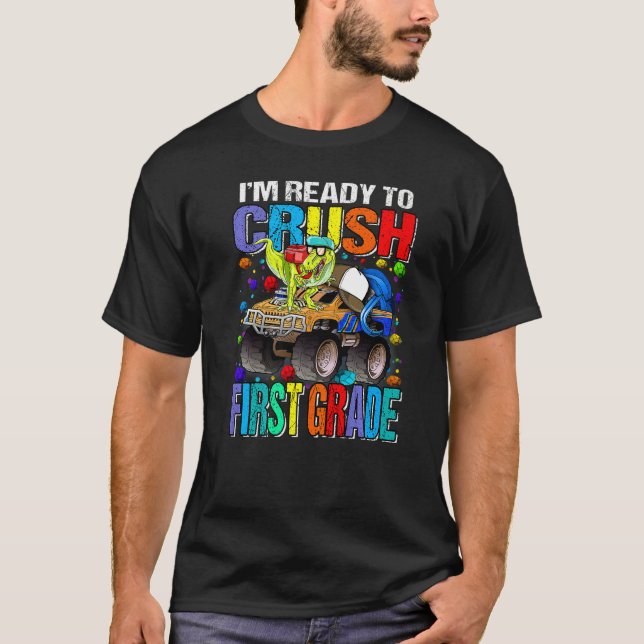 T-shirt Je suis prêt à écraser les Dinos de Camion Monster (Devant)