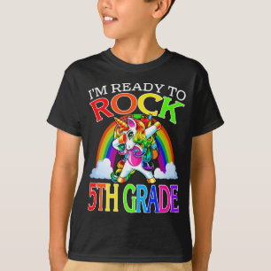 T-shirt Je suis prêt à rocher 5e année Unicorn Arc en c