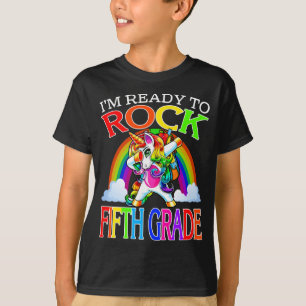T-shirt Je suis prêt à rocher 5e année Unicorn Rainbow
